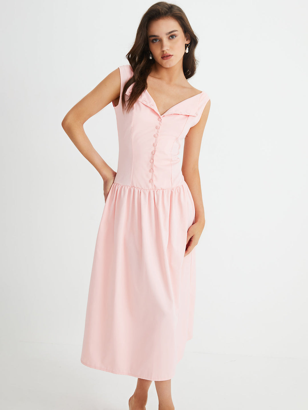 Dina – Mehrknopf Midi-Kleid