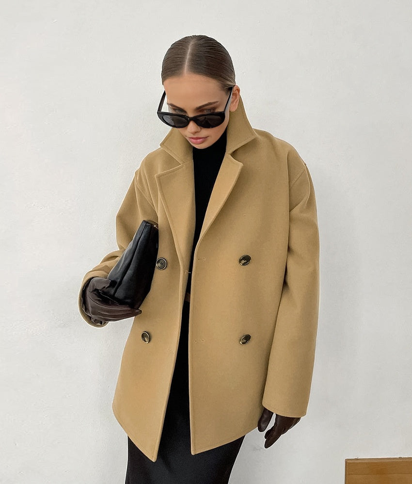 Maxine – Elegante Khaki Lapel Jacket