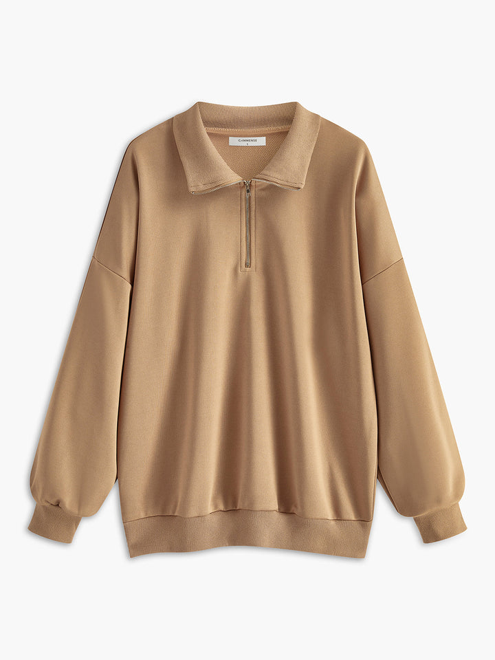 Anita – Lapel Zipper Pullover