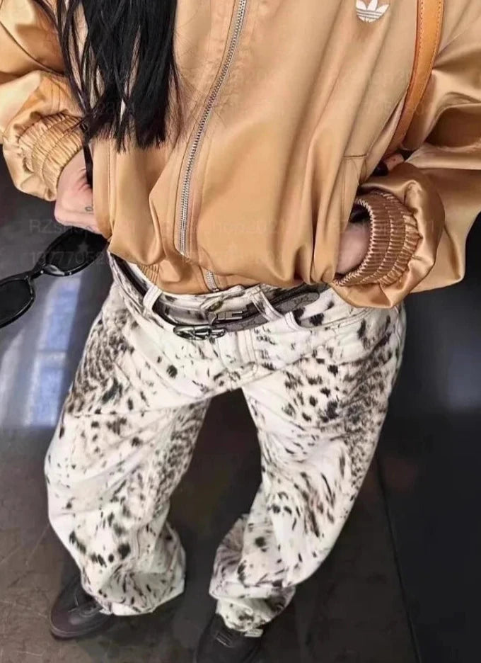 Romy - Weiße Leopard-Print-Hose