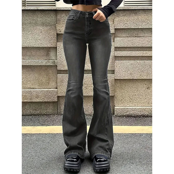 Raven - Graue Flare-Jeans