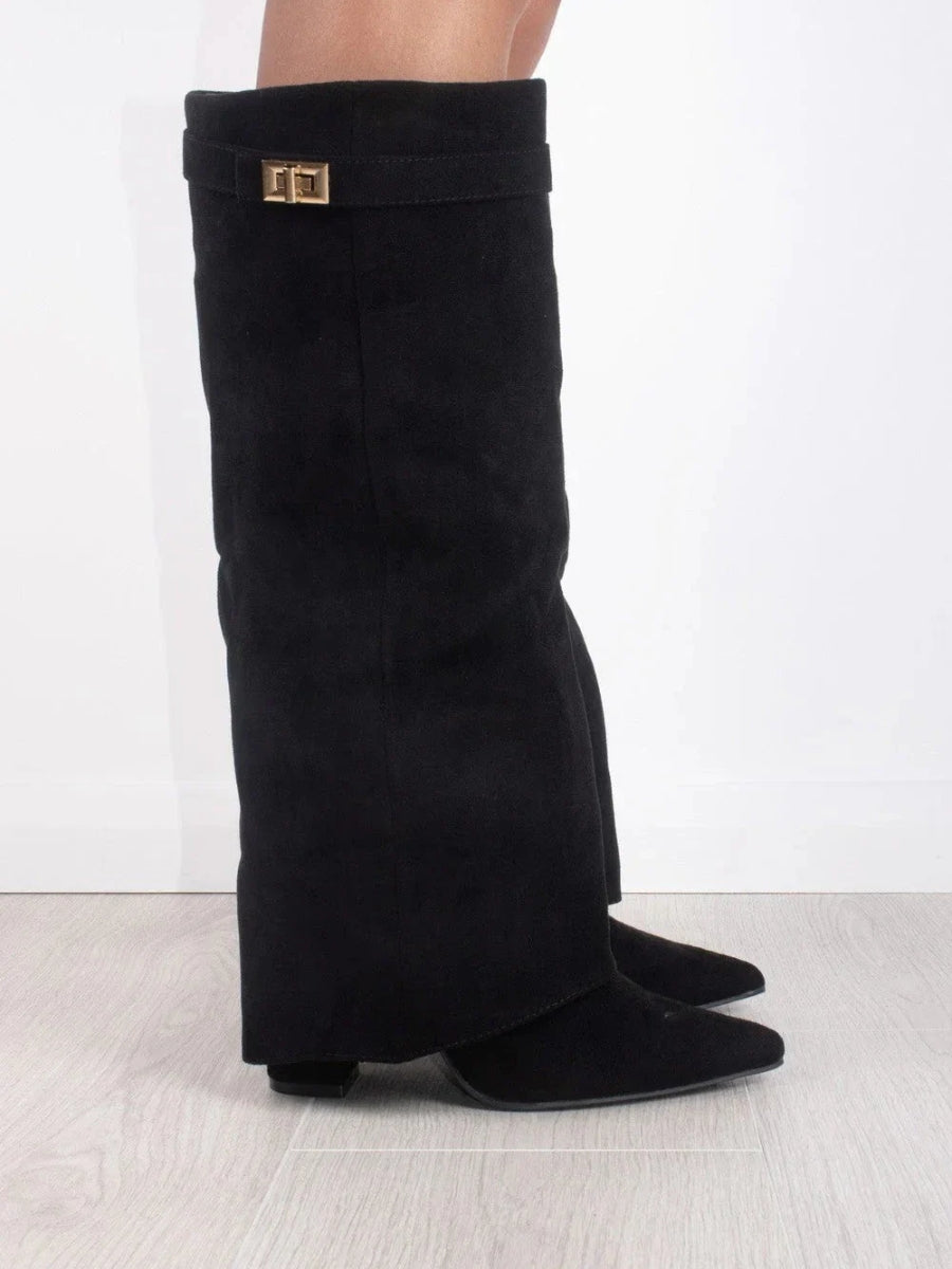 Tasha – Elegante Damenstiefel aus hochwertigem Suede mit goldenen Akzenten